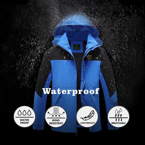Miniatura 41 de GIISAM Chaqueta de lluvia para hombre, impermeable, ligera, para exteriores, rompevientos con capucha