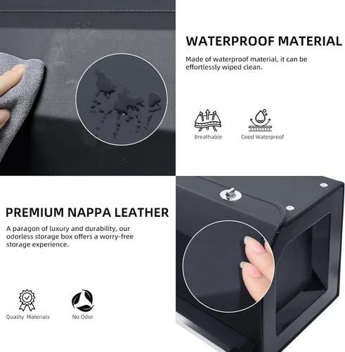 Miniatura 7 de Organizador de maletero de automóvil, organizador de almacenamiento resistente con tapa y asa de empuje, organizador plegable de cuero para SUV