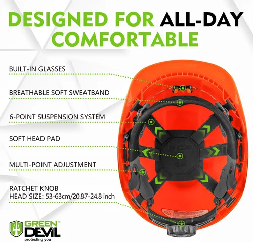 Miniatura 5 de GREEN DEVIL Casco protector de seguridad para motosierra, casco forestal con visera integrada de malla, protector facial de malla, orejeras 4 en 1