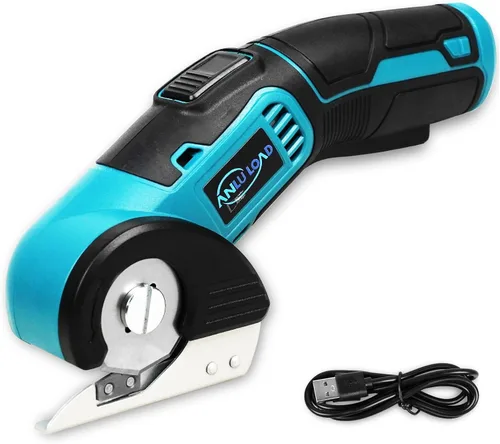 ANLULOAD - Tijeras eléctricas inalámbricas, cortador giratorio, mini cortador eléctrico de 4 V para cuero, cartón, plástico