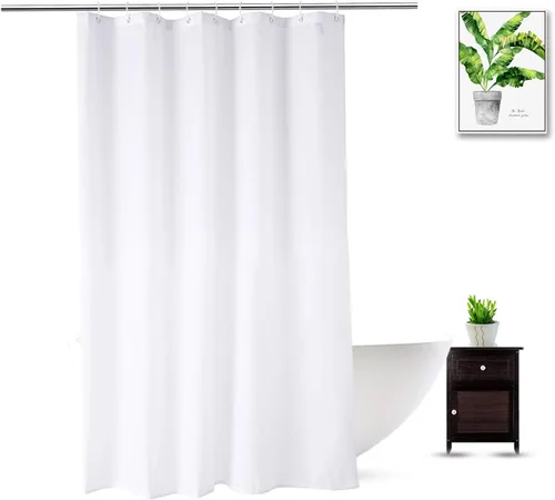 Miniatura 13 de Cortina de ducha de 36 x 72 pulgadas, repelente al agua, juego de cortinas de ducha de tela blanca pequeña para spa hotel, lavable a máquina