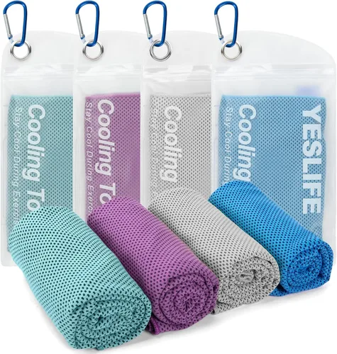 Miniatura 18 de YESLIFE Paquete de 4 toallas refrescantes de 40 x 12 pulgadas, toallas de gimnasio para hombres y mujeres, toallas de entrenamiento suaves y Azul