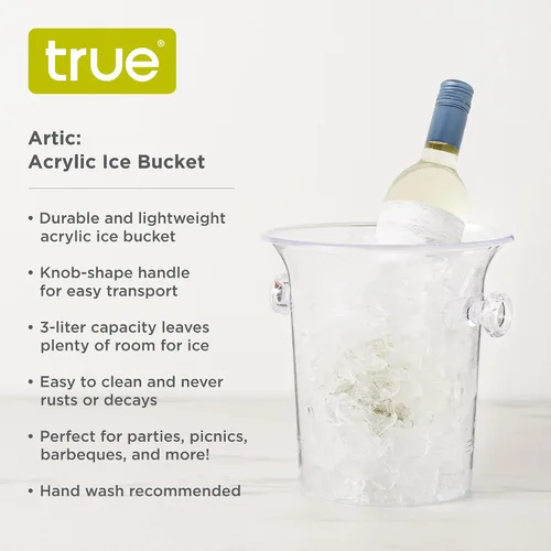 Miniatura 2 de Cubo de Hielo de Acrílico Transparente Verdadero con Asas, Capacidad de 3 Litros, Cubo Duradero para Vino y Champán, Perfecto para Fiestas, BBQs