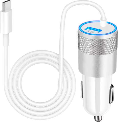 Miniatura 20 de 【Certificado MFi】Cargador rápido para iPhone de 4.8 A, cargador de coche USB dual Caiinei de 4.8 A, carga rápida, cable Lightning integrado de 6