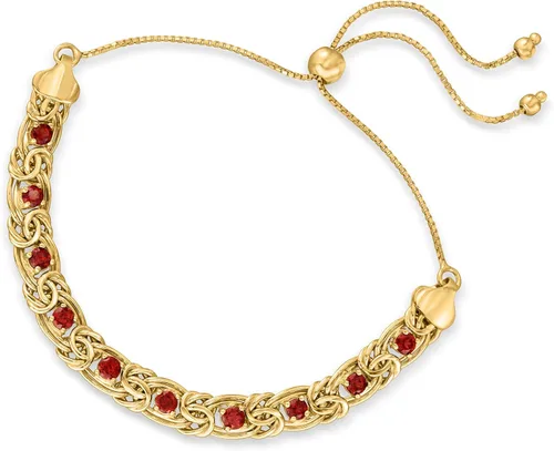 Miniatura 3 de Ross-Simons Pulsera bolo bizantino de piedras preciosas en esterlina, Gema, granate