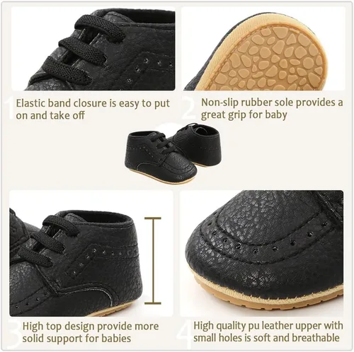 Miniatura 4 de Meckior Mocasines clásicos de piel sintética para bebés, niños y niñas, zapatos de vestir Oxford para primeros pasos, zapatos planos para cuna