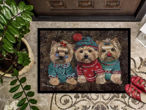 Miniatura 3 de Caroline's Treasures PPP3291JMAT Yorkshire Terrier Yorkie Christmas Elfos Felpudo de 24 x 36 pulgadas, tapete para puerta delantera