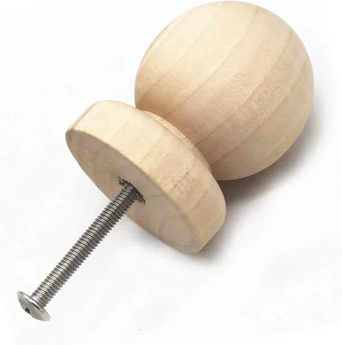 Miniatura 3 de WEICHUAN 10 tiradores de bola con forma de base, de madera sin terminar, pomos de cajones – tiradores para cajones de muebles de gabinete