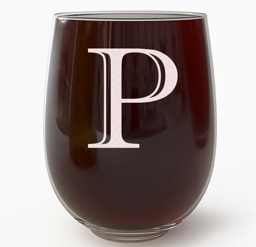 Miniatura 15 de Copa de vino grabada con monograma de 17 onzas sin tallo (letra A) A-Z, regalos personalizados para mujeres, copas de vino personalizadas, regalo