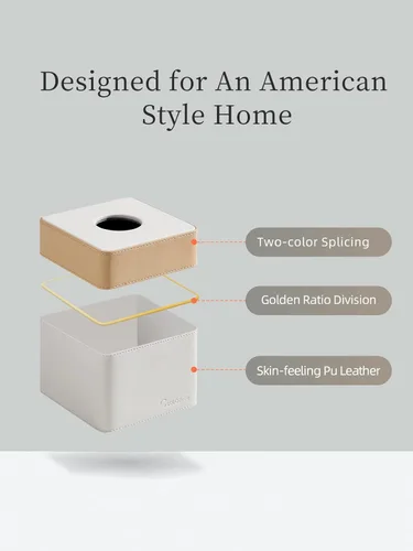 Miniatura 4 de Cubierta para Caja de Paños Cuadrada, Organizador Moderno de Cubo de Paños de Cuero PU Decorativo - Crema Albaricoque