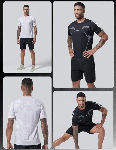 Miniatura 3 de Paquete de 5 camisetas de manga corta, con cuello redondo y de secado rápido para hombre, camisetas deportivas para correr, entrenar o ir al gimnasio