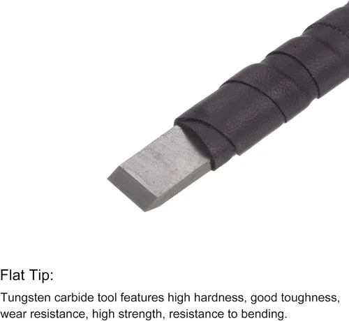 Miniatura 3 de uxcell Cuchillo para tallar cinceles de madera, 0.394 in de carburo de tungsteno punta plana herramienta de mano para carpintería Graver 5.906 in