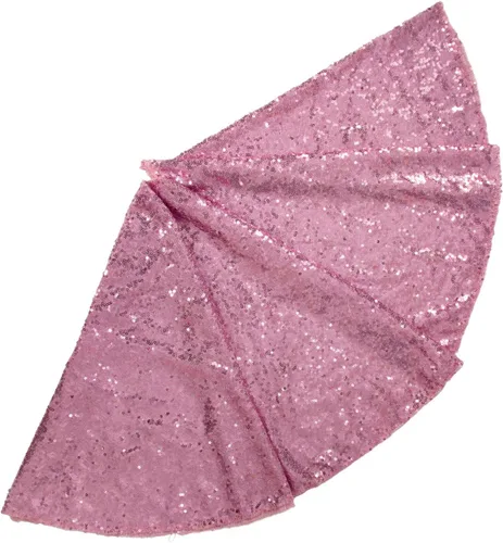 Miniatura 14 de ShinyBeauty Falda de árbol de Navidad rosa claro de 24 pulgadas, falda de lentejuelas para lápices/mini árboles, cubierta navideña para Año Nuevo