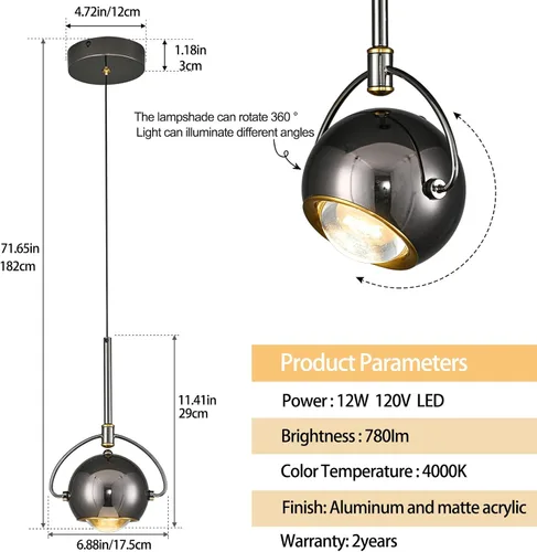 Miniatura 2 de Lámpara Colgante Moderna, Iluminación Colgante LED Regulable en Negro, Luces Colgantes Ajustables para Isla de Cocina, Comedor, Dormitorio, Bar
