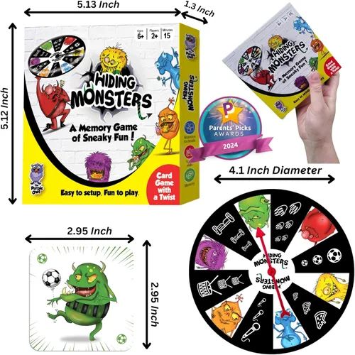 Miniatura 6 de Juegos de memoria ganadores del premio Hiding Monsters para niños de 4 a 8 años con una rueda giratoria. Divertido y fácil de jugar. Juegos a juego