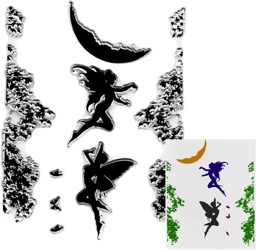 Miniatura 12 de Hying Sellos transparentes para hacer tarjetas y álbumes de fotos, para niñas voladoras, sellos de goma transparente para flores de primavera