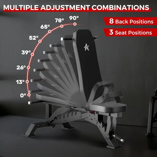 Miniatura 3 de Banco de Pesas, Banco de Entrenamiento Ajustable para Gimnasio en Casa Entrenamiento de Cuerpo Completo, Capacidad de Peso de 1300 LBS Press de Negro