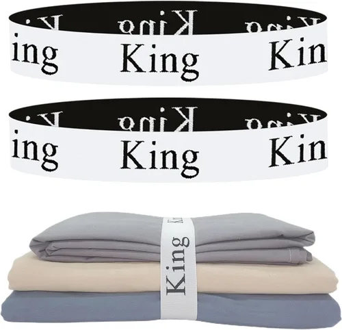 Bandas Organizadoras de Sábanas de 2 Piezas - Sujetadores de Sábanas Etiquetas de Lino para Ropa de Cama, Almacenamiento de Armario (King)