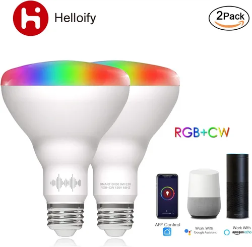 Miniatura 7 de helloify BR30 - Bombillas LED WiFi inteligentes, cambio multicolor RGBCW, blanco cálido a frío, regulable, compatible con Alexa y Google Home