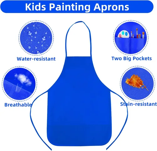 Miniatura 3 de CHRORINE Paquete de 6/12/24 Delantales de Pintura para Niños Pequeños Delantales de Arte para Niños Delantal de Pintura Bata para Pintura Cocina
