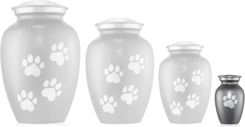 Miniatura 5 de Urna de latón macizo de 9 pulgadas para perros y gatos para cenizas de mascotas, recuerdo de cremación para mascotas de hasta 110 libras, estampado