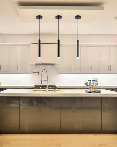 Miniatura 2 de Lámpara colgante LED moderna, foco colgante de techo regulable de 10 W, iluminación colgante de aluminio minimalista negro para isla de cocina