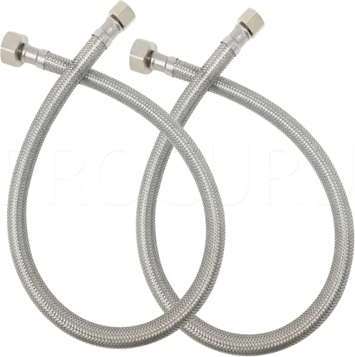 Miniatura 7 de PROCURU - Conector de manguera de grifo FIP de 48 pulgadas (4 pies) x 3/8 pulgadas Comp x 1/2 pulgada, línea de suministro trenzada de acero