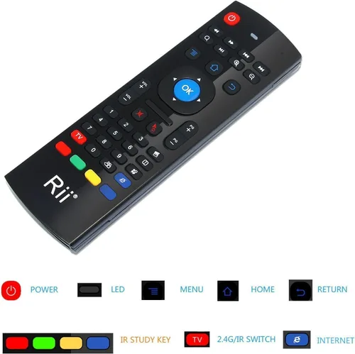 Miniatura 4 de Rii MX3 Multifunción 2.4G Fly Mouse Mini Teclado Inalámbrico y Control Remoto Infrarrojo y 3-Giroscopio + 3-Gsensor para Google Android Smart TV