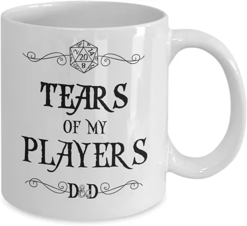Miniatura 2 de Ashton Books-n-Things Dungeons and Dragons - Taza de café de cerámica blanca divertida de 11 onzas con diseño de lágrimas de mis jugadores