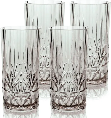 BELLAFORTE Vaso Alto de Tritán Irrompible, Juego de 4, 18 oz - Vasos de Beber Myrtle Beach - Vasos de Plástico Irrompibles para Regalar, Fiestas,