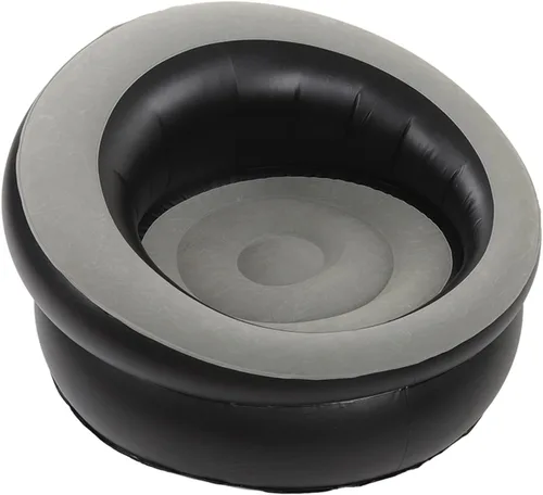Miniatura 4 de Luqeeg Sofá inflable, sofá de aire flocado, sofá inflable, sofás, silla inflable para dormitorio, oficina, patio, balcón, campamento, viajes (gris)