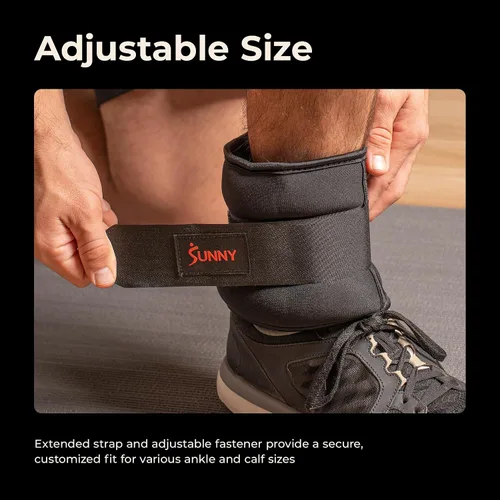 Miniatura 4 de Sunny Health & Fitness Pesas de tobillo (par) – 1,2,3,4,5 libras, opciones ajustables, resistentes al sudor, correa segura para fitness, caminar