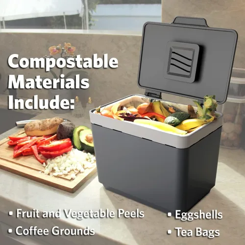 Miniatura 8 de GLAD Contenedor de abono para cocina, 1.5 galones, recipiente de plástico con cesta interior extraíble, soporte de almacenamiento de bolsas