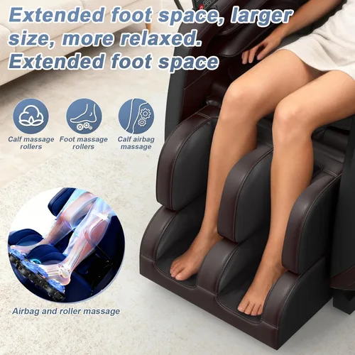 Miniatura 4 de Silla de masaje de cuerpo completo, silla de masaje de gravedad cero con 16 rodillos fijos, programa de masaje automático, masaje de pies