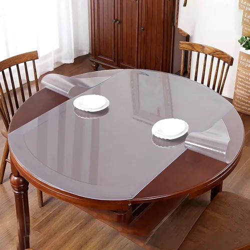 Miniatura 6 de CL-ZZZ Protector de mantel redondo transparente de PVC mantel de plástico impermeable cubierta de mesa de madera rollo de mesa de comedor de 0.079
