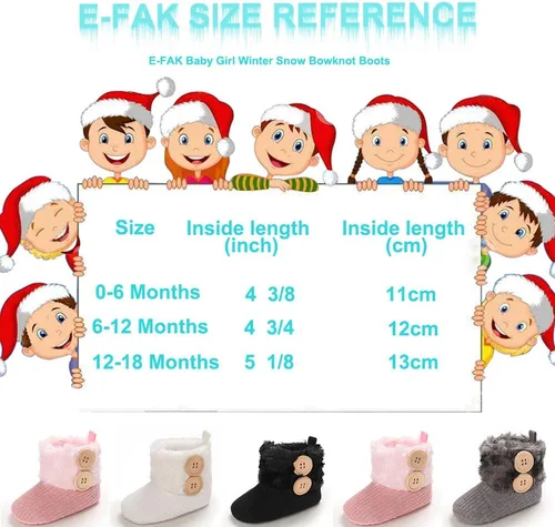 Miniatura 6 de E-FAK Botas para bebé niño y niña, zapatos para recién nacidos, con lazo para nieve, antideslizantes, suela suave, cálidos, para niños pequeños