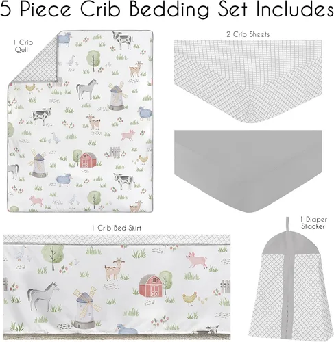 Miniatura 2 de Sweet Jojo Designs Juego de ropa de cama para cuna de bebé para niño o niña, color gris, rojo, negro y blanco, género neutro, acuarela, celosía