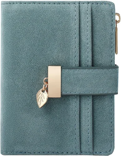 Miniatura 18 de Billetera pequeña para mujer, plegable, de piel suave, tarjetero con ventana de identificación, con cremallera, bolsillo para monedas, carteras