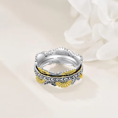 Miniatura 15 de POPLYKE Anillos giratorios giratorios de plata de ley para aliviar el estrés para mujeres