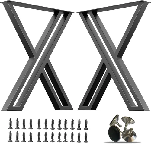 Miniatura 9 de Patas de metal para mesa, muebles industriales negros, juego de 2 patas de mesa de comedor