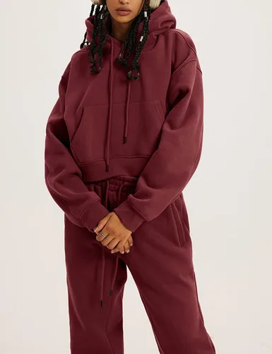 Miniatura 11 de Kissonic Conjunto deportivo de forro polar para mujer, 2 piezas, sudadera con capucha y pantalones deportivos