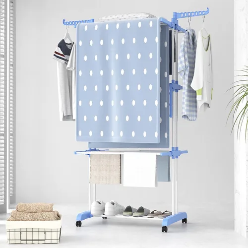 Miniatura 8 de HOMIDEC Tendedero de Ropa, Tendedero Plegable Grande de 4 Niveles para Ropa (67.7H x 19.7W x 30L Pulgadas), Móvil con 4 Ruedas. Tendedero Azul