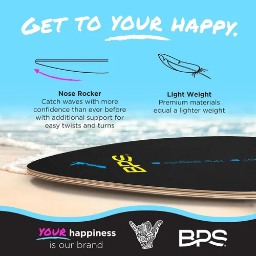 Miniatura 5 de BPS Skimboard 'Shaka' de Nueva Zelanda con almohadillas de agarre EVA de colores y capa transparente de alto brillo tablas de madera para aventuras