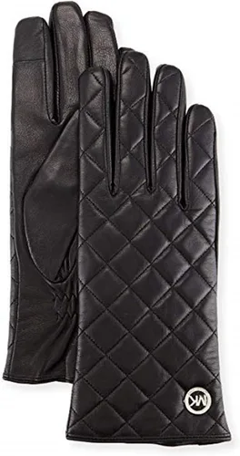 Miniatura 2 de Michael Kors Guantes Tech de cuero acolchados para mujer, color negro, talla L, Negro