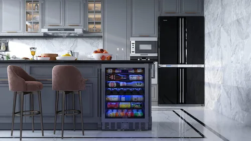 Miniatura 6 de KoolMore Refrigerador pequeño integrado de 15 pulgadas y enfriador de bebidas para latas de refrescos, latas de cerveza, alimentos y aperitivos