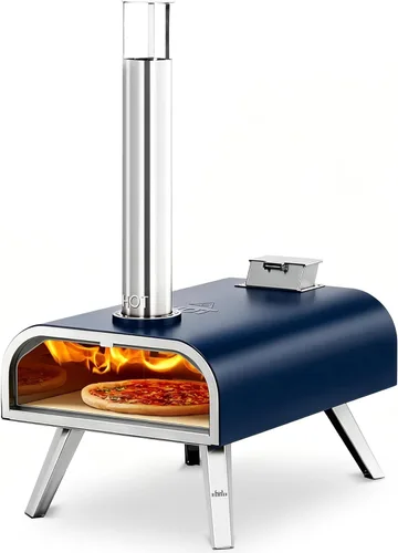 BIG HORN 16" Multi-Fuel Outdoor Pizza Oven – 2-in-1 Wood-Fired & Gas Compatible (Burner Sold Separately), 1112°F Outdoor Stainless Pizza Cooker,