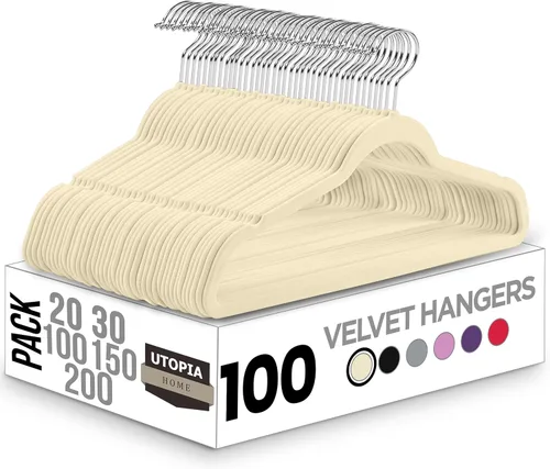 Miniatura 16 de Utopia Home Velvet Hanger - Paquete de 100 perchas delgadas antideslizantes de lujo para pantalones y abrigos, perchas fuertes que ahorran espacio