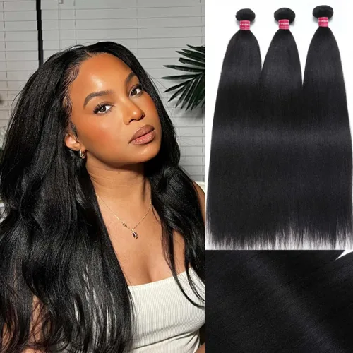 Miniatura 8 de Beauty Forever Yaki - Extensiones de cabello humano virgen mongol sin procesar, grado 12A, 3 paquetes de cabello humano virgen mongol sin procesar