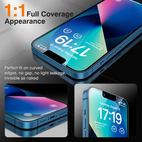 Miniatura 6 de EZ-GLAZ - Paquete de 4 + 2 protectores de pantalla de privacidad para iPhone 13 [6.1 pulgadas] con protector de lente de cámara