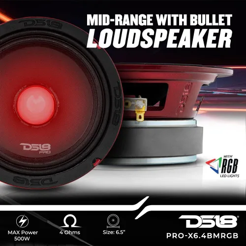 Miniatura 2 de DS18 PRO-X6.4BMRGB - Altavoz con bala de luz RGB - 6.5 pulgadas, rango medio, 500 W máximo, 250 W RMS, 4 ohmios - Altavoces de puerta de audio